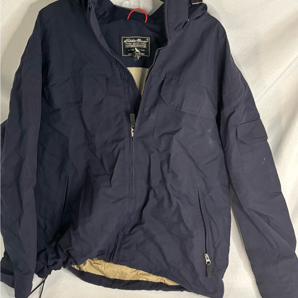 Eddie Bauer Blue Hooded Windbreaker Practical Design